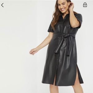 Faux Leather Trench Dress
